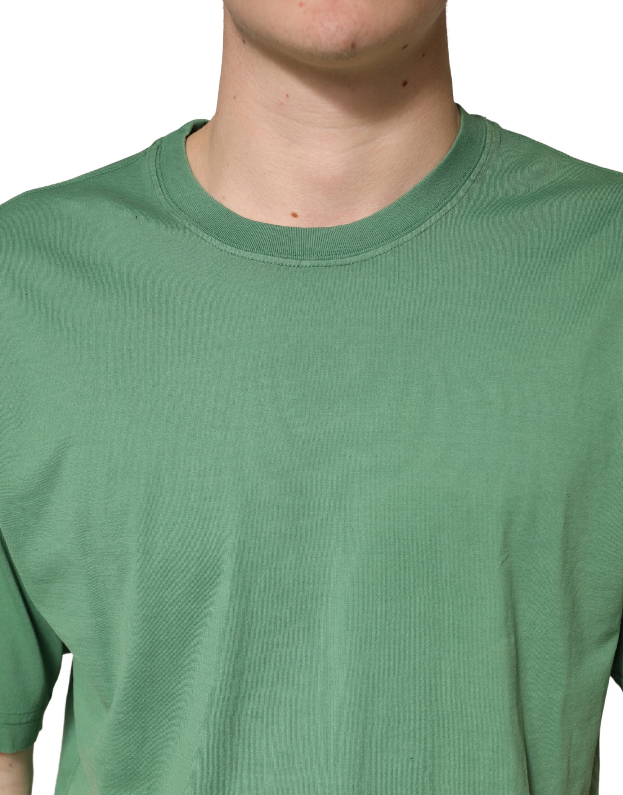LightGreen Cotton Crewneck Short Sleeve T-Shirt