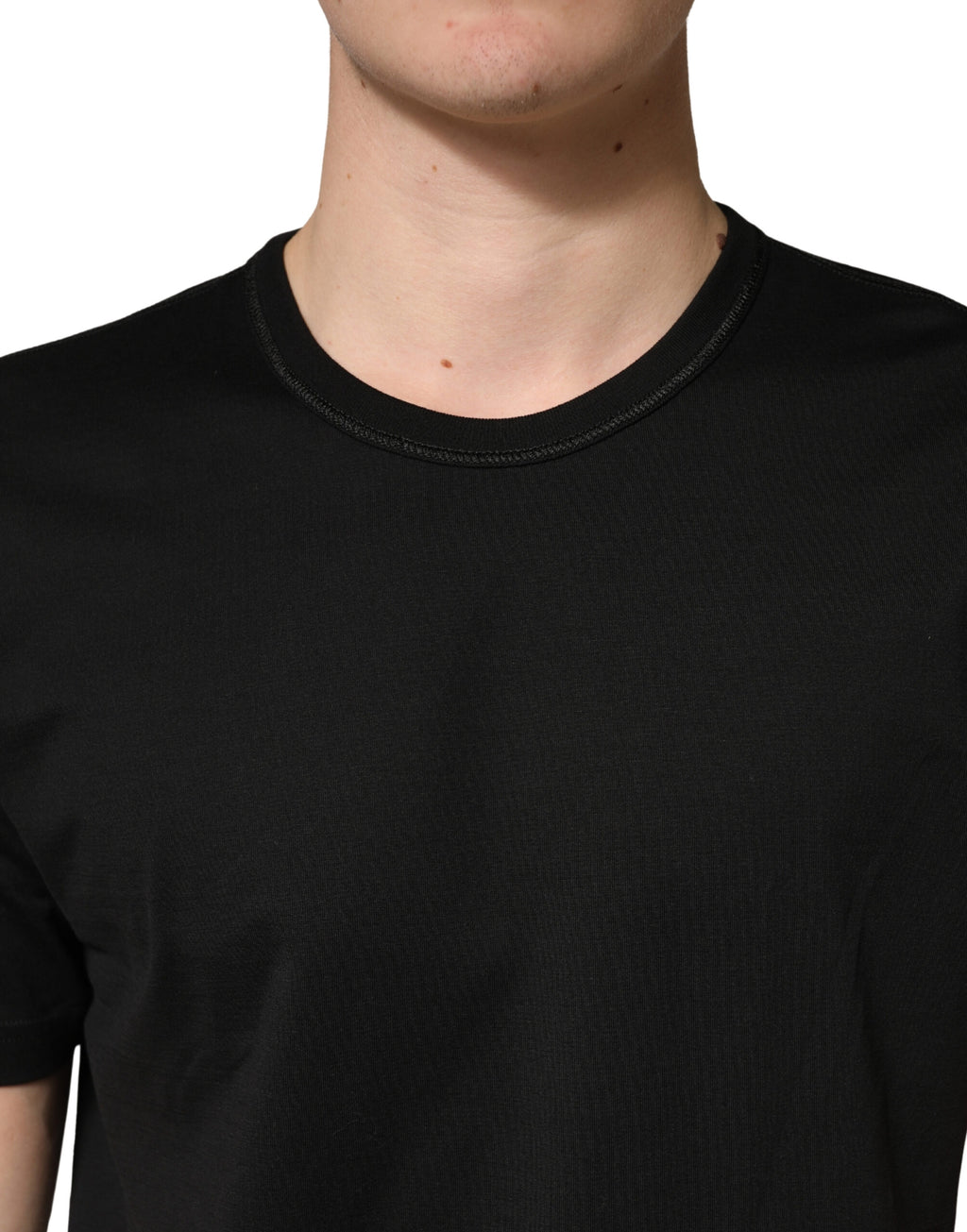 Black Cotton Crewneck Short Sleeve T-Shirt