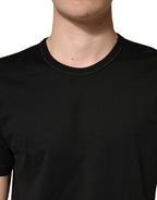 Black Cotton Crewneck Short Sleeve T-Shirt