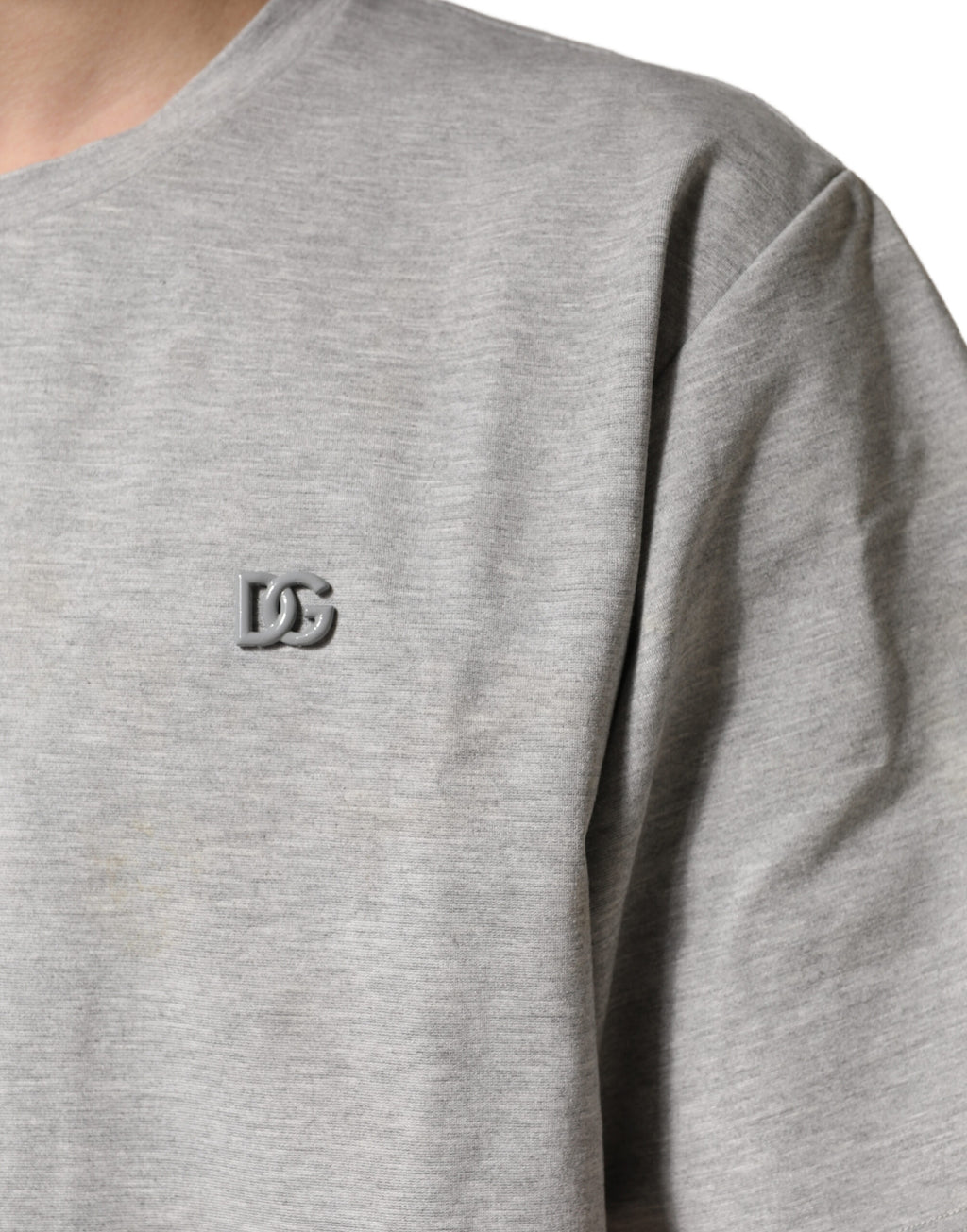 Grey Cotton Crewneck Short Sleeve T-Shirt