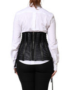 Black Lace-Up Waist Cincher Bustier Corset Top