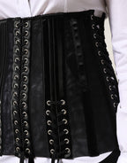 Black Lace-Up Waist Cincher Bustier Corset Top