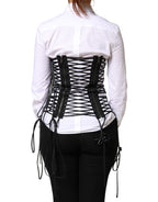 Black Lace-Up Drawstring Bustier Corset Top