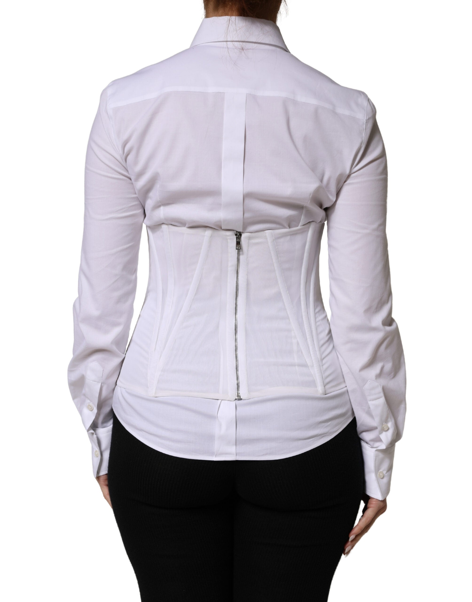 White Polyamide Waist Cincher Bustier Corset Top