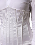 White Polyamide Waist Cincher Bustier Corset Top