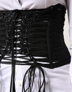 Black Polyester LaceUp Waist Cincher Corset Top