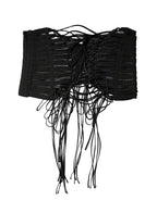 Black Polyester LaceUp Waist Cincher Corset Top