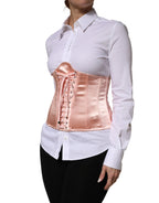 Pale Pink Silk LaceUp Waist Cincher Corse Top