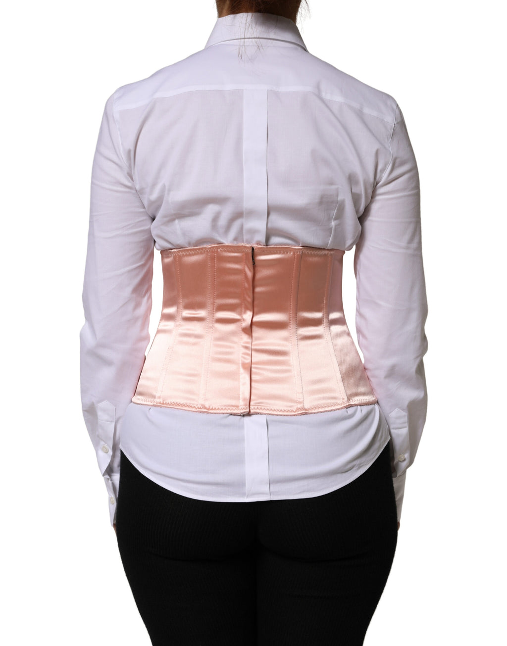 Pale Pink Silk LaceUp Waist Cincher Corse Top