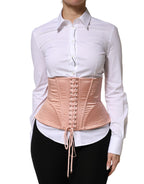 Pale Pink Silk LaceUp Waist Cincher Corset Top