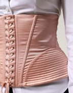 Pale Pink Silk LaceUp Waist Cincher Corset Top