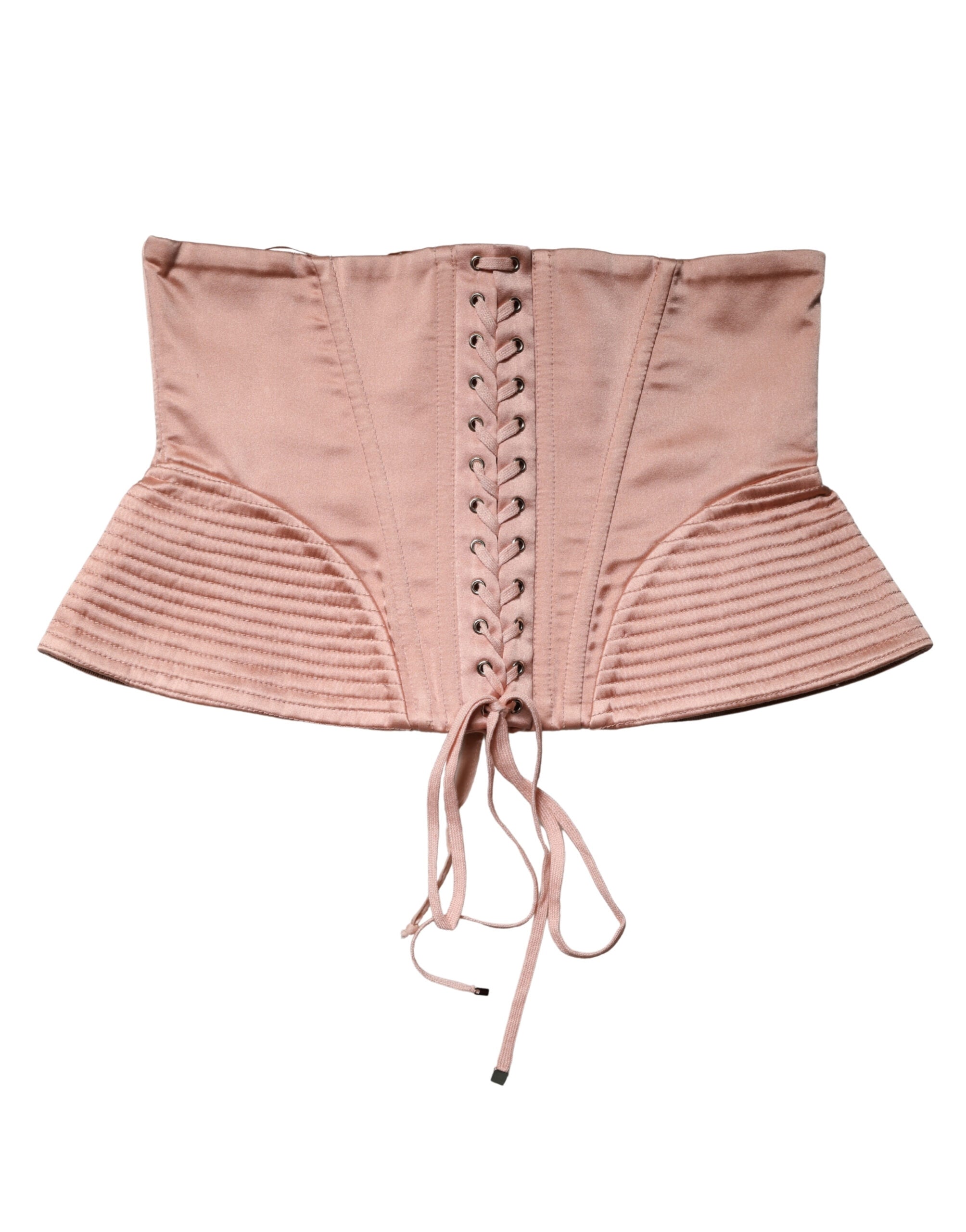 Pale Pink Silk LaceUp Waist Cincher Corset Top