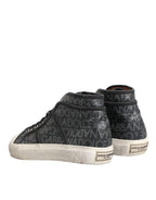 Black White Canvas Logo Mid Top Sneakers Shoes