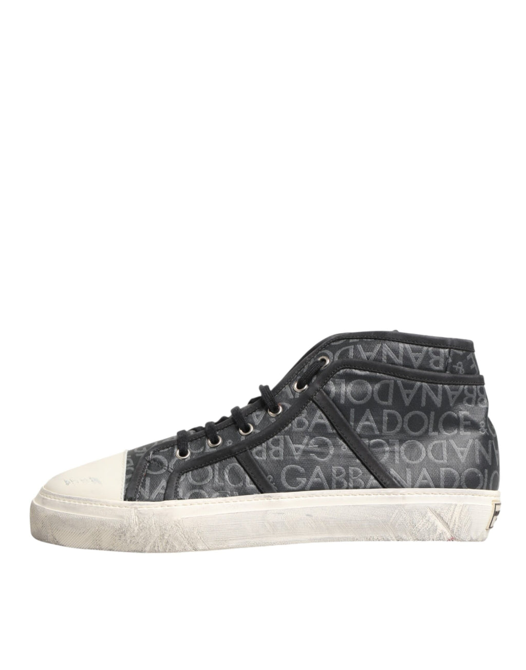 Black White Canvas Logo Mid Top Sneakers Shoes