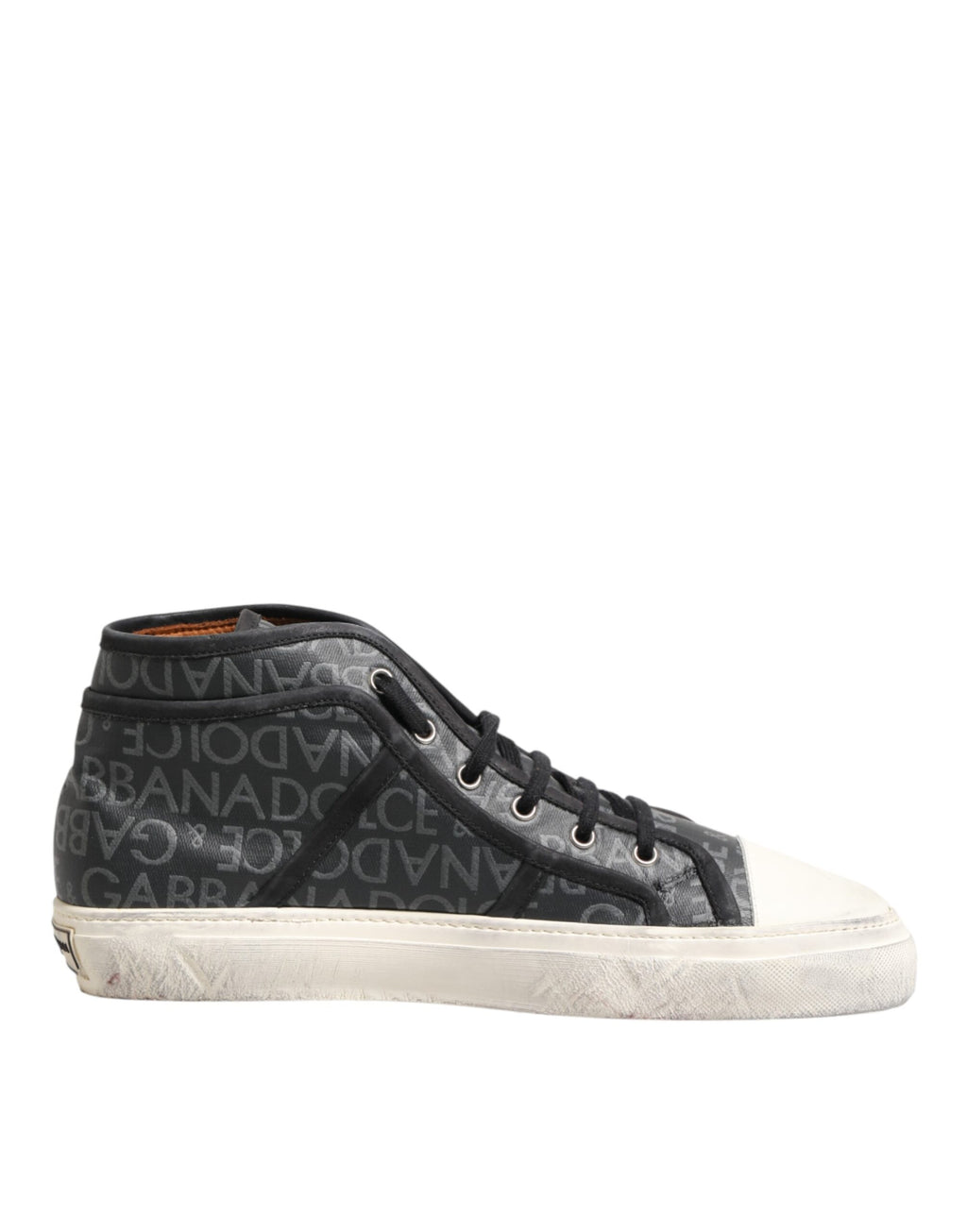 Black White Canvas Logo Mid Top Sneakers Shoes