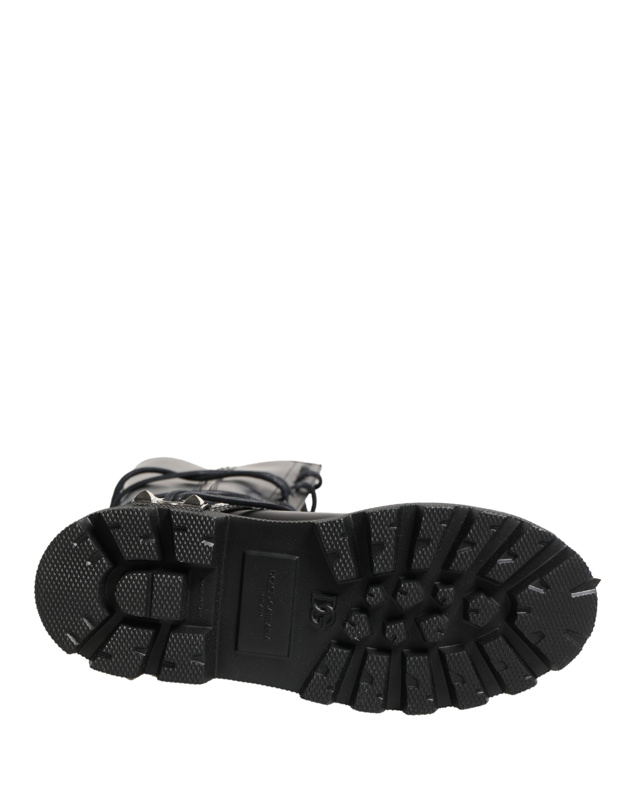 Black Leather Knee High Combat Boots Shoes