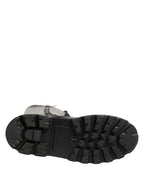 Black Leather Knee High Lace Up Boots Shoes