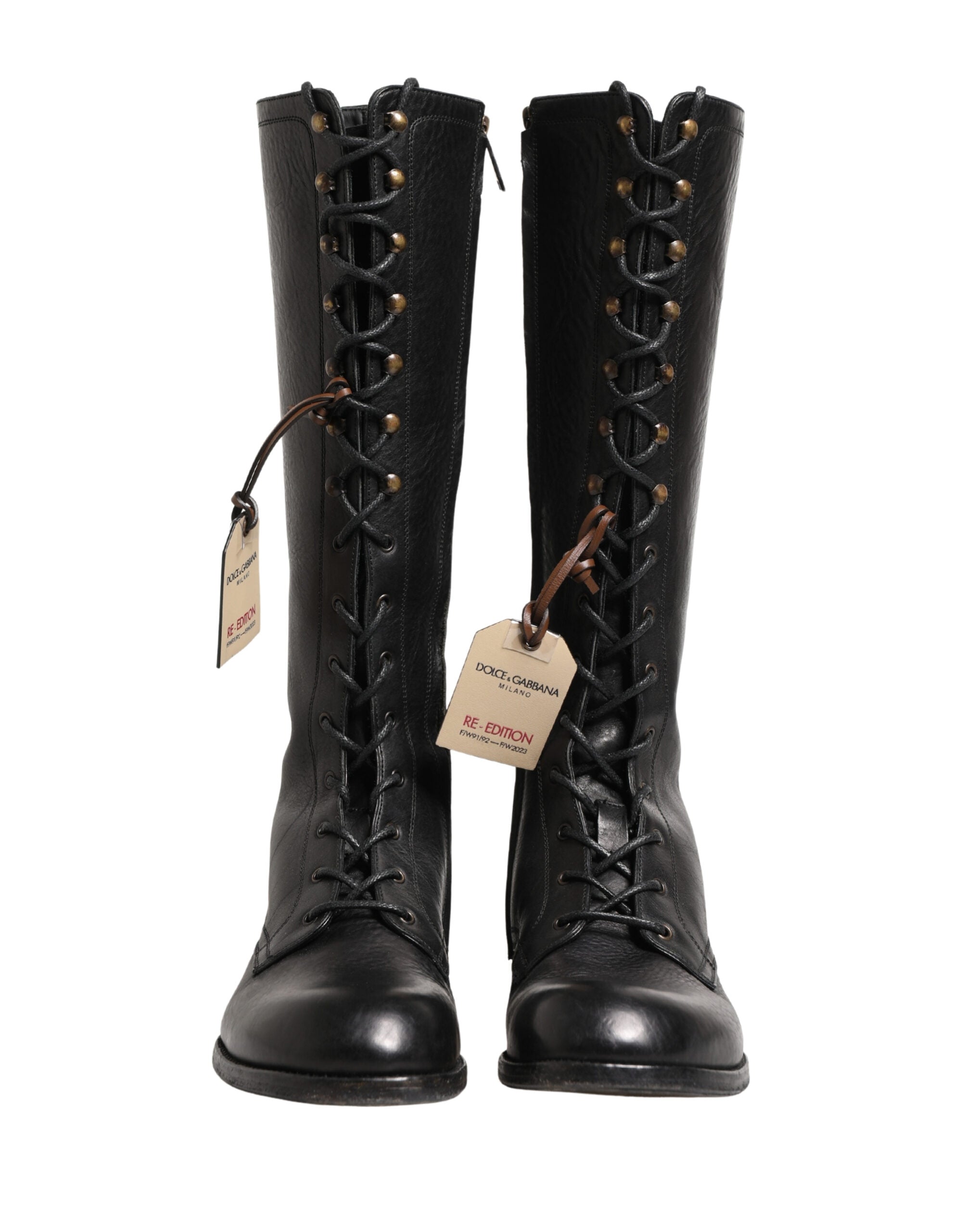 Re-Edition Black Leather Lace Up Boots Shoes