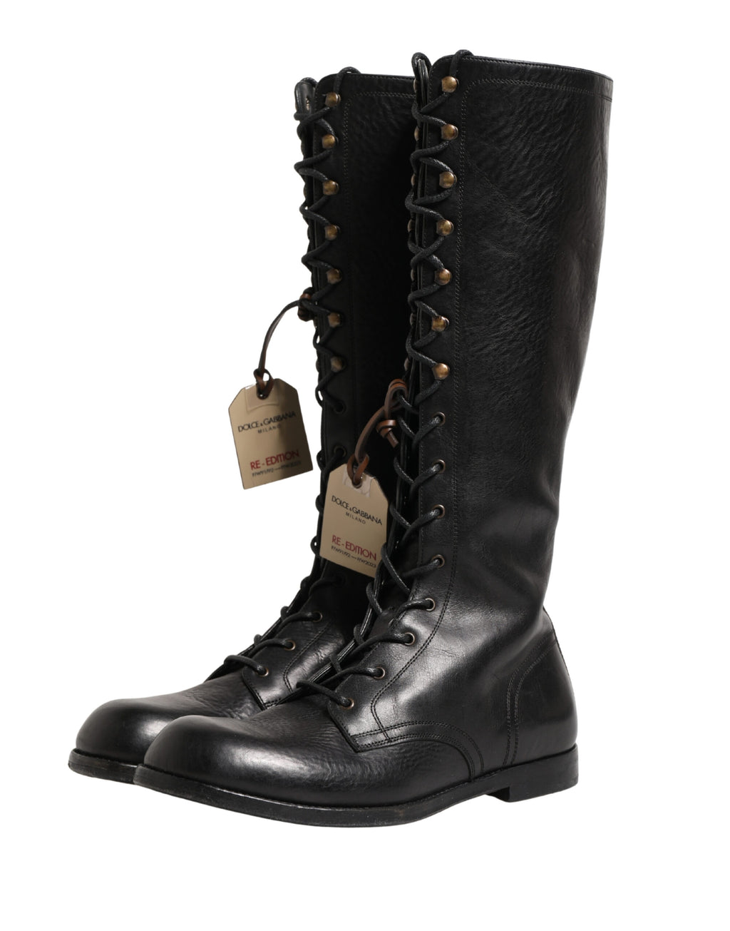 Re-Edition Black Leather Lace Up Boots Shoes