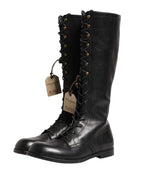 Re-Edition Black Leather Lace Up Boots Shoes