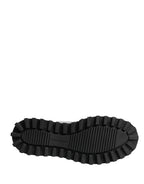 Gray Leather Logo Plaque Ankle Boots Shoes