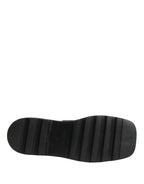 Black Leather Logo Plaque Ankle Boots Shoes