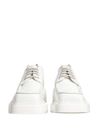 White Leather Chunky Sole Derby Shoes