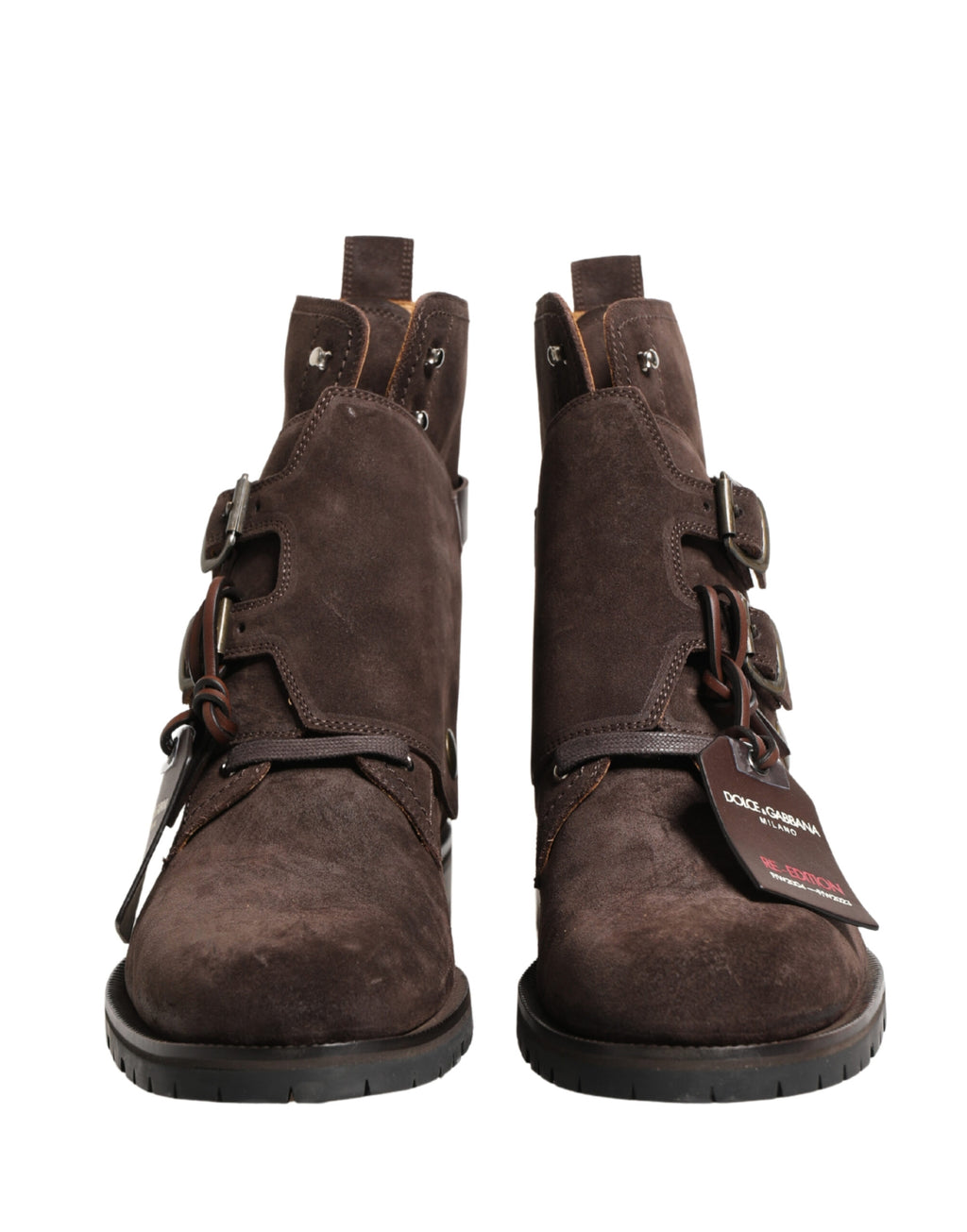 Brown Suede Leather Buckle Ankle Boots Shoes