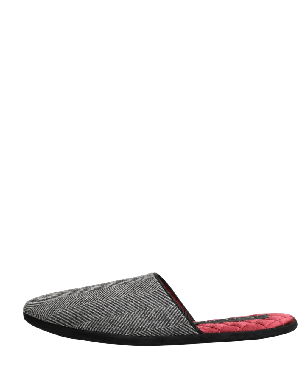 Grey Herringbone Cashmere Red Slippers Shoes