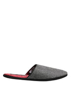 Grey Herringbone Cashmere Red Slippers Shoes