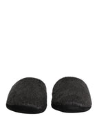 Dark Grey Charcoal Wool Red Slippers Shoes