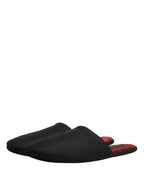 Black Wool Cashmere Red Quilted Slippers Shoes