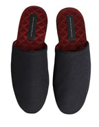 Dark Navy Wool Cotton Red Chevron Slippers Shoes