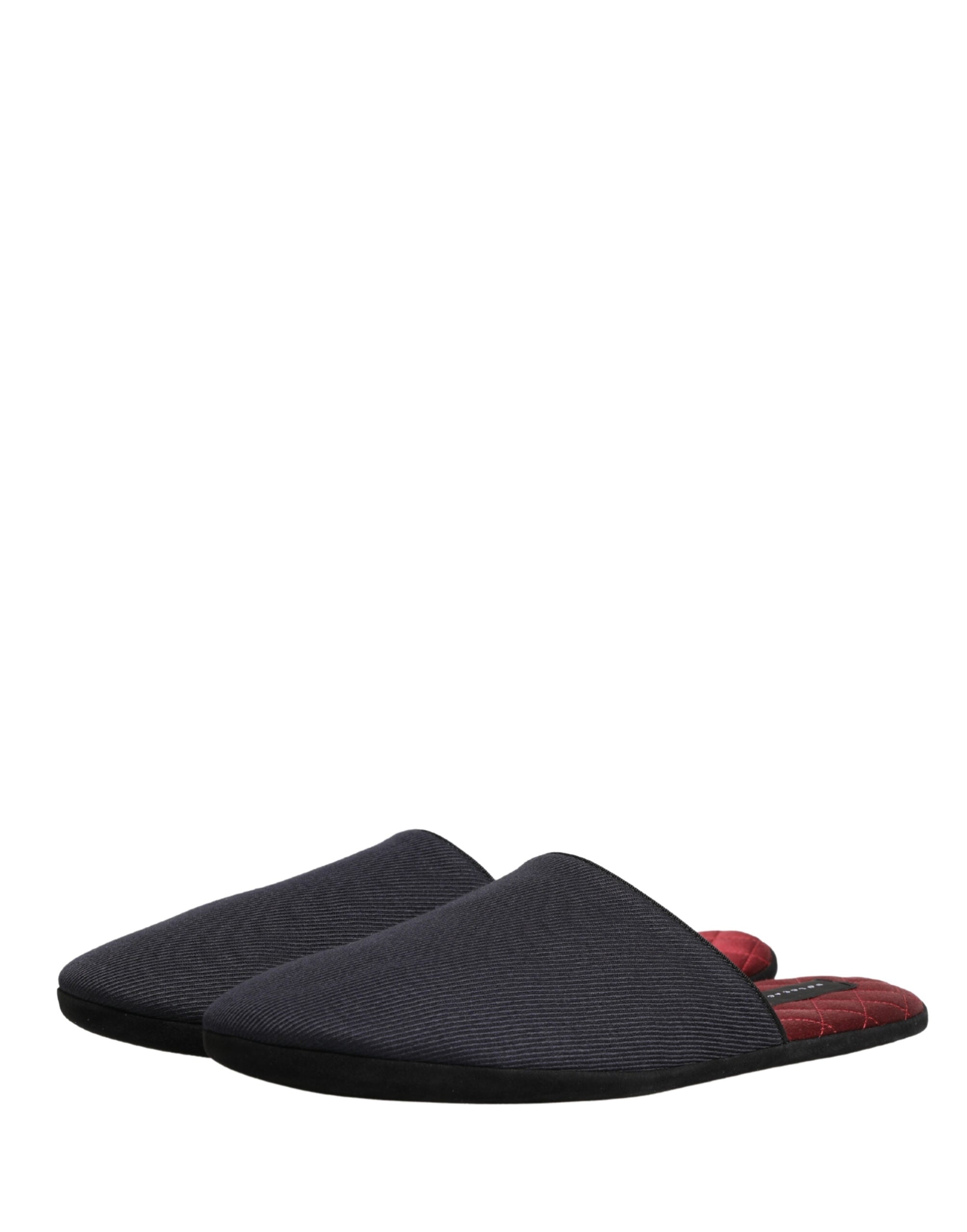 Dark Navy Wool Cotton Red Chevron Slippers Shoes
