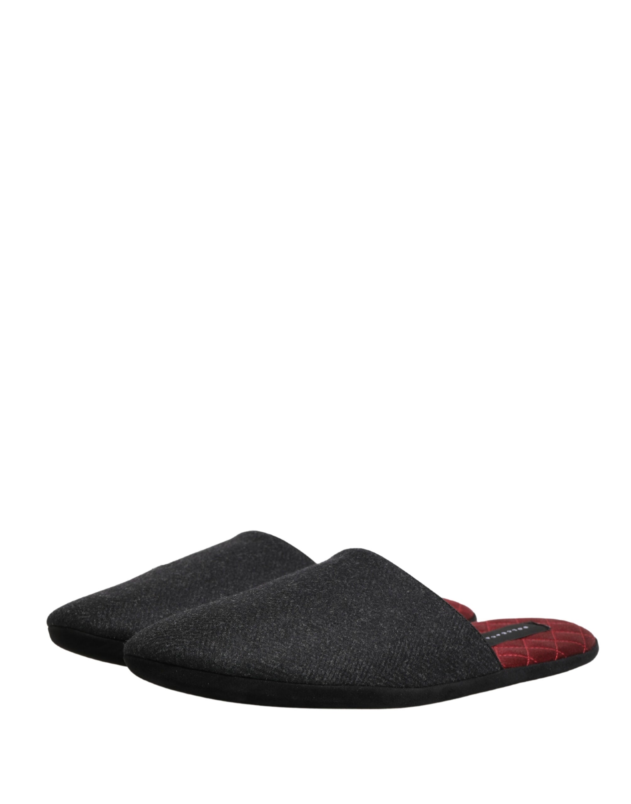 Anthracite Wool Cashmere Quilted Slippers Shoes