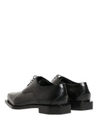 Black Matte Lace-Up Leather Dress Derby Shoes