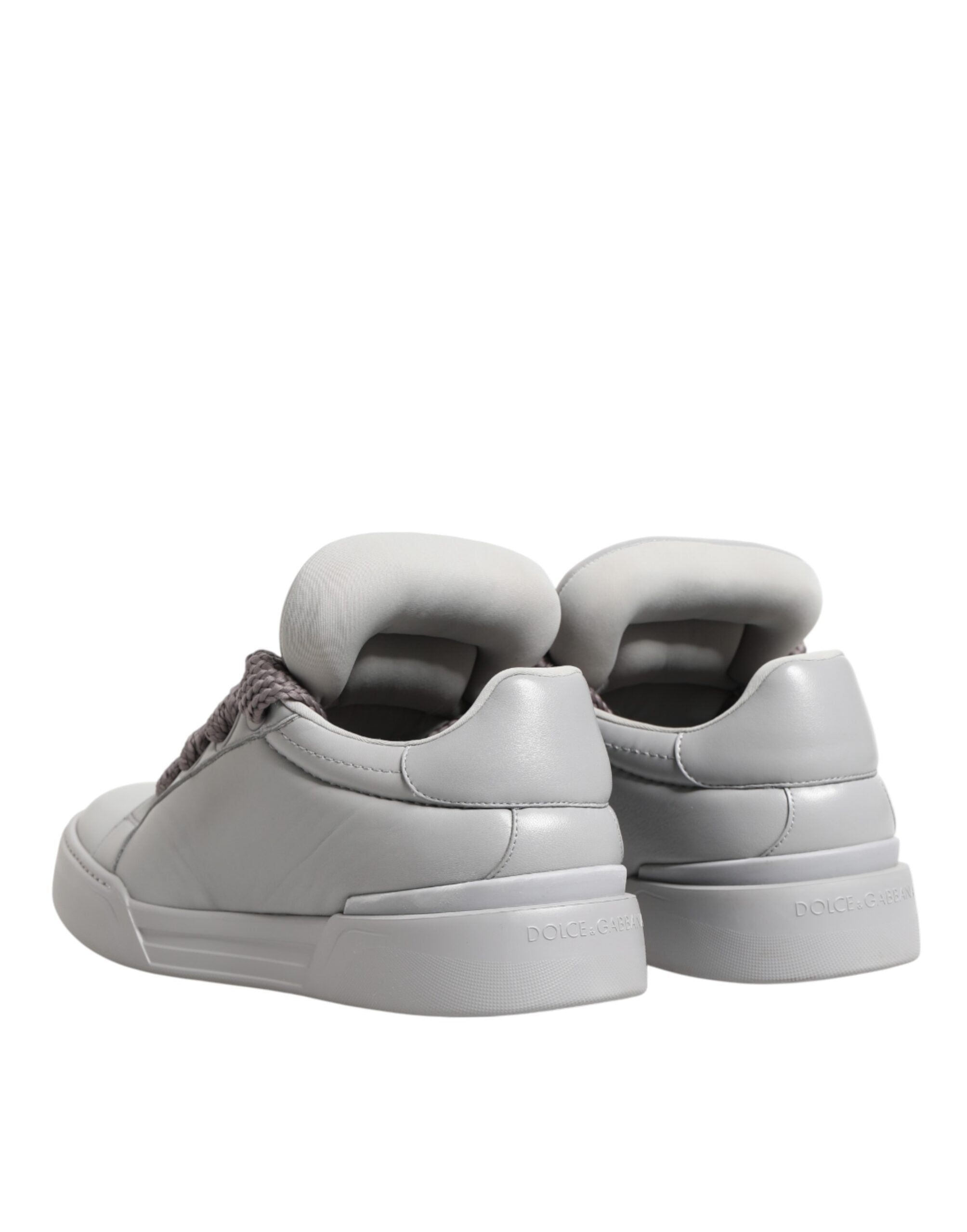 White Leather Gray Laces Low Top Sneakers Shoes