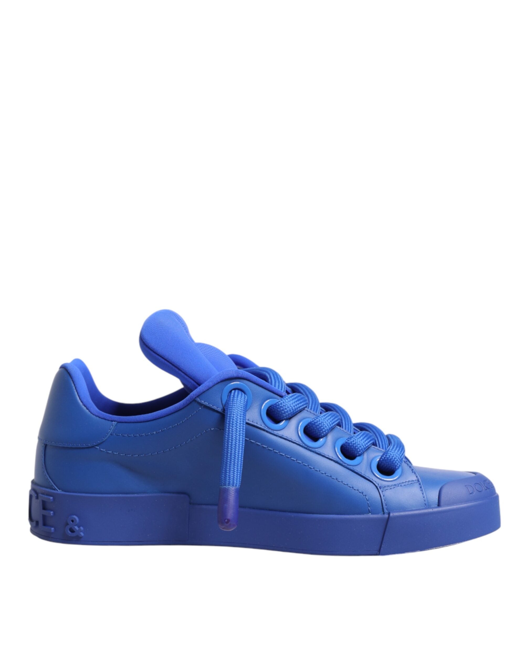 Blue Leather DG Logo Sole Low Top Sneakers Shoes
