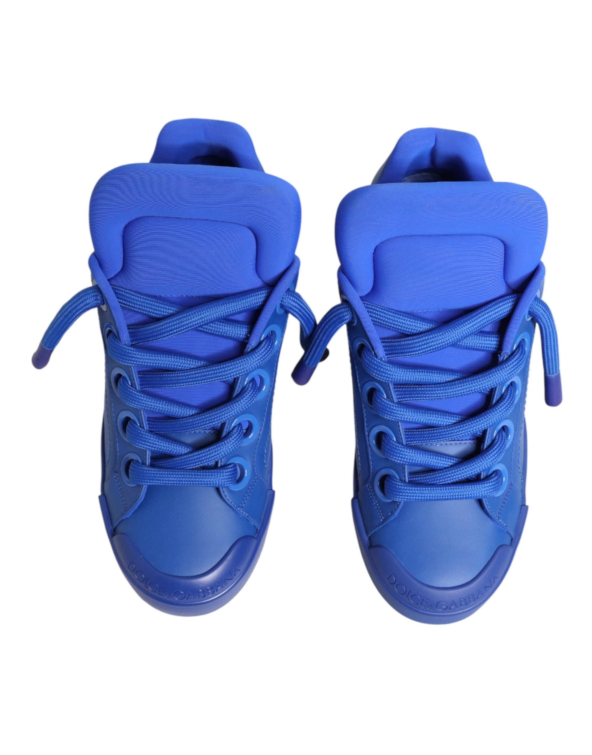 Blue Leather DG Logo Sole Low Top Sneakers Shoes