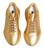 Gold Leather Daymaster Chunky Sneakers Shoes