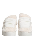 White Shearling Fur Bianco Low Top Sneakers Shoes