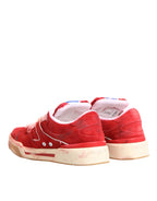 Red White Suede DG Logo Low Top Sneakers Shoes
