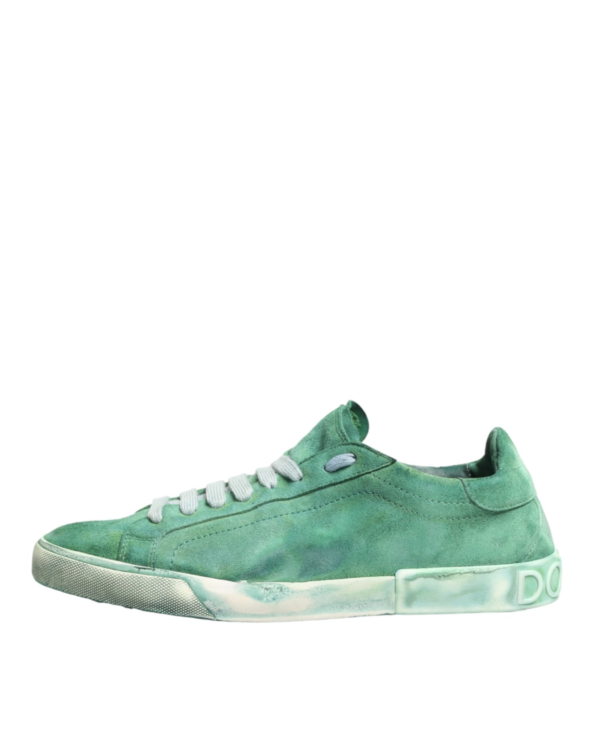 Green Suade DG Logo Sole Low Top Sneakers Shoes