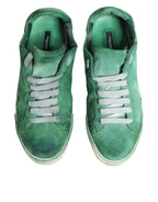 Green Suade DG Logo Sole Low Top Sneakers Shoes