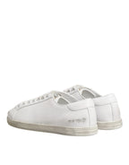 White Bianco Leather Men Low Top Sneakers Shoes