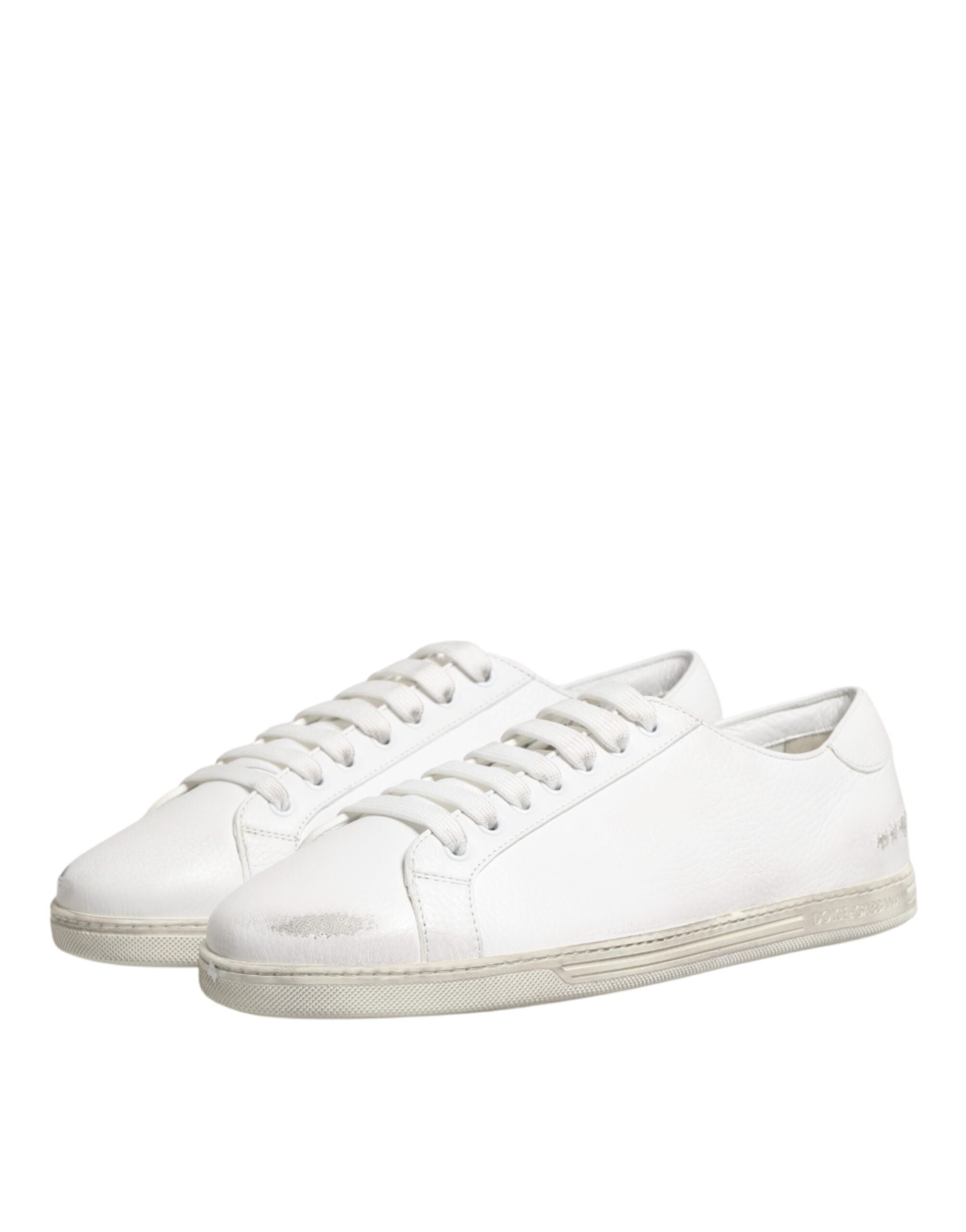 White Bianco Leather Men Low Top Sneakers Shoes