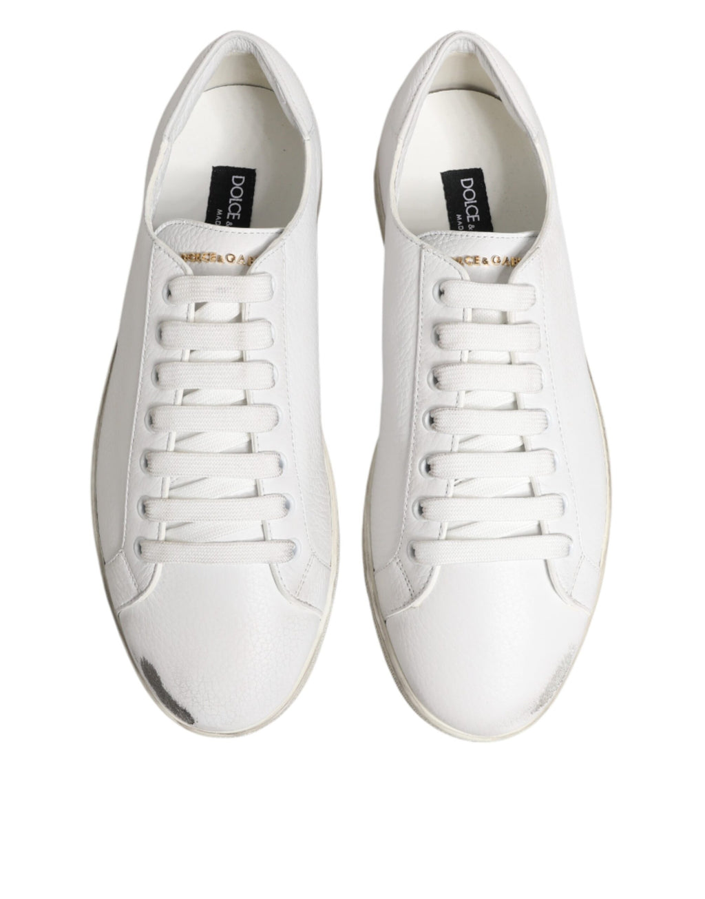 White Bianco Leather Men Low Top Sneakers Shoes