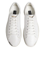White Bianco Leather Men Low Top Sneakers Shoes