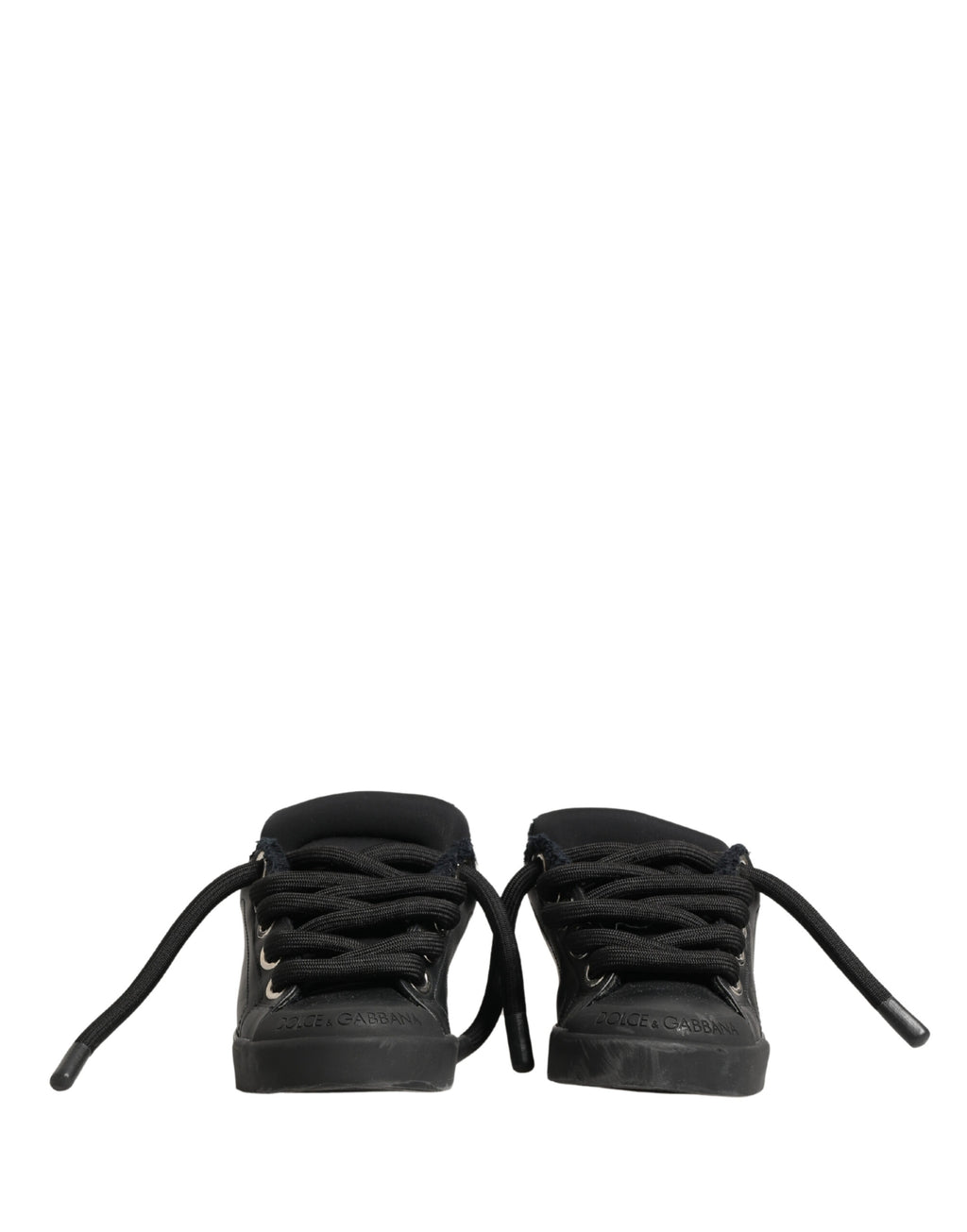 Black Calf Leather Nappa Lace-Up Sneakers Shoes