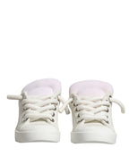 White Leather Shearling Fur Low Top Sneakers Shoes